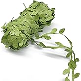 21.8 Yard Leaves Trim Ribbon, Green Leaf Ribbon for Crafts, Artificial Vines for Wedding Party Baby Shower Home Decoration, Foliage Rattan for DIY