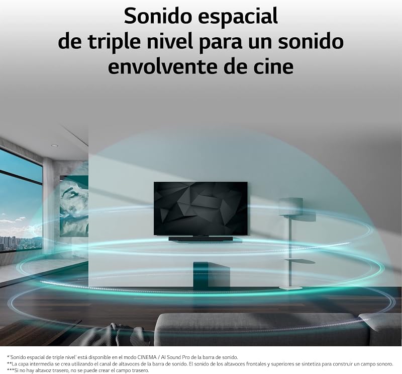 SC9S - Soundbar Bluetooth 5.0, 3.1.3 Canais, 400 W, Subwoofer sem fios, Dolby Atmos, DTS:X, IMAX Enhanced, Áudio Hi-Res 24bit/96kHz, cor cinzento escuro