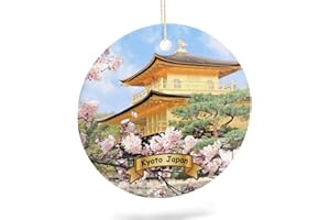 EQEY Kyoto Japan Tree Hanging Christmas Ornament Porcelain Double-Sided Ceramic Ornament,2.9 Inches