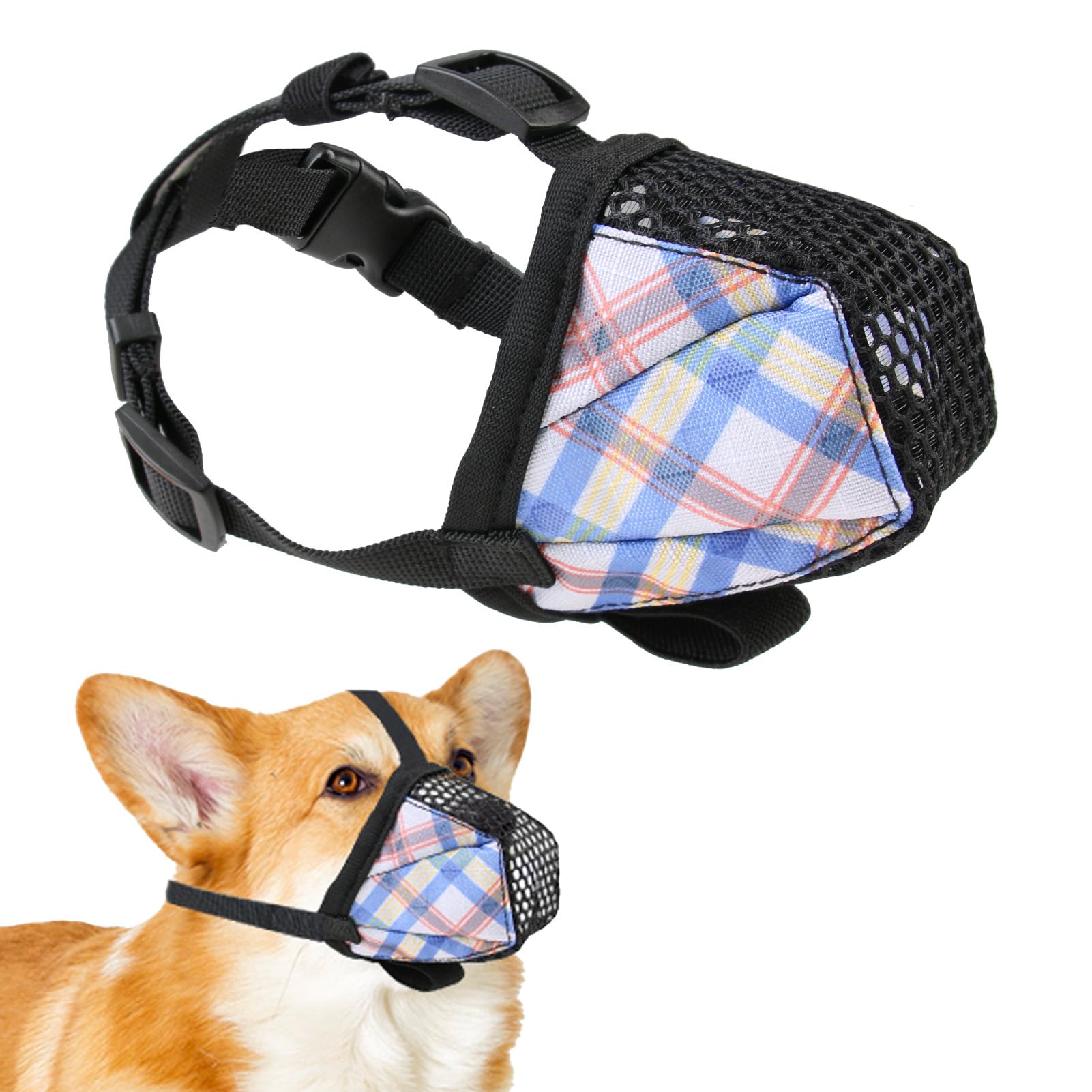 Adjustable Soft Muzzle for Small to Large Dogs - Breathable Mesh, Anti-Bite, Ideal for Grooming, Barking & Chewing (M)