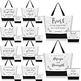 Sunnymove 20 Pcs Christian Gift for Women Reusable Canvas Grocery Tote Bags with Cosmetic Makeup Bag Inspirational Religious Gifts for Team Staff Coworker Church Member