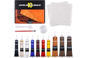 Magicfly Vinyl and Leather Repair Kit, 10 Colors Vinyl Repair Kit for Furniture, Sofa, Jacket, Boat Seat, Leather Repair Kit 