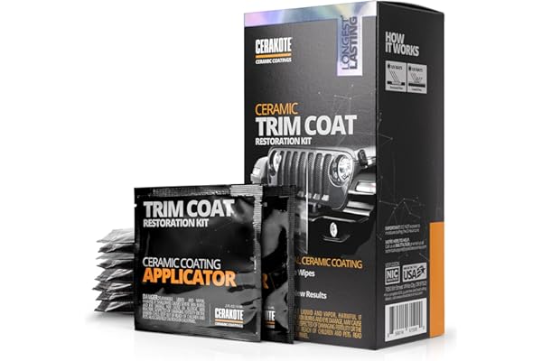 CERAKOTE® Ceramic Trim Coat Kit - Quick Plastic Trim Restorer - Ceramic Coating Guaranteed Restoration to Last Over 200 Washes – A Ceramic Coating, Not a Dressing | Quick Trim Restorer, Guaranteed Restoration Over 200 Washes, Ceramic Coating Not a Dressing