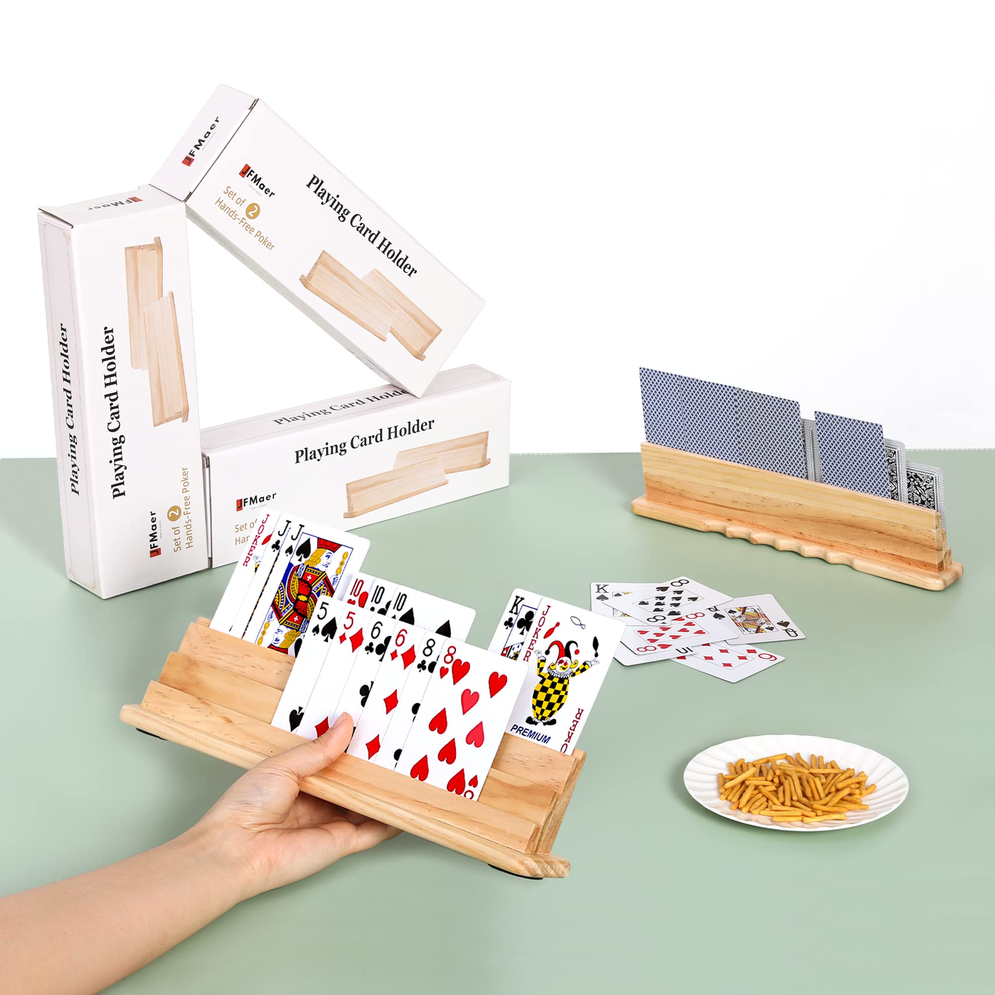 wefaner Spielkartenhalter für Spielkarten, 2 Stück Spielkartenständer aus Holz, Behält Stets den Überblick, Spielkartenständer Kartenhalte Für Senioren