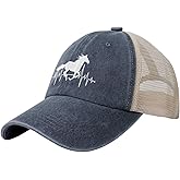 Yipaidel Women's Horse Heartbeat Vintage Adjustable Cowboy Baseball Cap - Breathable Design for Mom Aunt