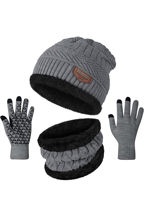 FZ FANTASTIC ZONE Mens Winter Knit Beanie Hat Scarf Touchscreen Gloves Set Skull Cap Neck Warmer Set Brown 00a4f252 C760 4fad 99b0 2880fa193199.42666e32e627ba687e27b5d060833479