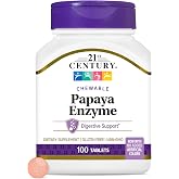 21st Century Papaya Enzyme Chewables for Digestion, Tropical, 100 Count | Papaya &amp; Pineapple Digestive Enzymes with Bromelain &amp; Papain, Digestive Comfort &amp; Gut Health, Gluten Free, Non-GMO