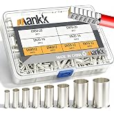 mankk 166PCS Wire Ferrules Kit,Silver Plated Copper Crimp Terminal | 8 Sizes AWG 1/0, 2/0, 2, 4, 6, 8, 10, 12, Assortment Electrical Wire Crimp Connectors Terminals