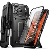 SUPCASE for iPhone 18 Pro Case / 17 Pro Case with Belt Clip, Black | Military-Grade Protection, Built-in Kickstand &amp; Screen Protector, Camera Control, Heavy-Duty Phone Case, Unicorn Beetle Pro