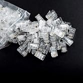 10Gtek CAT5E RJ-45 UTP Connectors, RJ-45 Crimp Ends 8P8C Network Modular Plugs with Flexible Latch, 100-Pack
