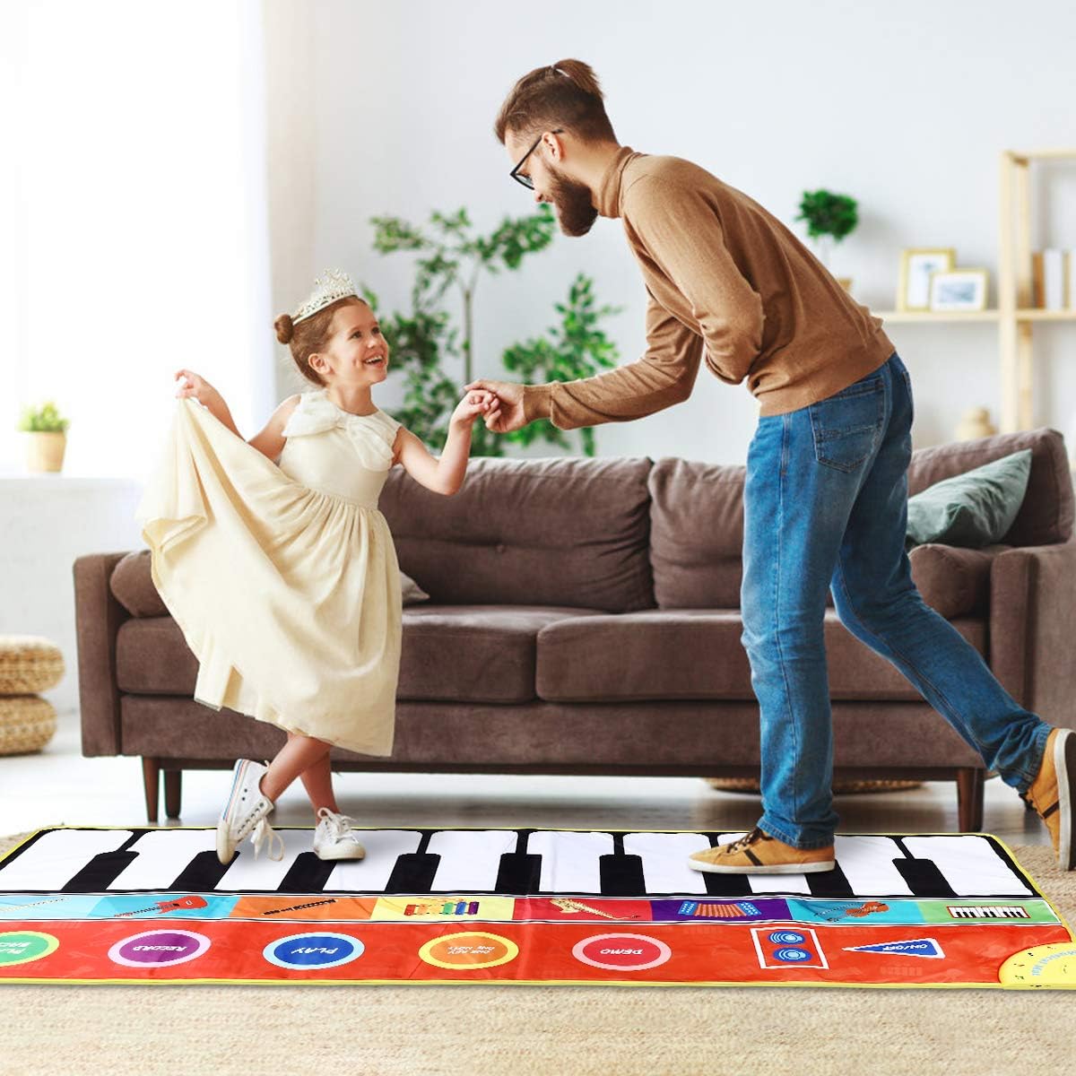 Magicfun Kids Musical Mat, Musical Piano Mat 8 Instrument Sounds 5 Play Modes with 3 AA Batteries and 1 Screwdriver Dance and Learn Mat for Boy Girl Toys 58.26" x 23.62": Toys & Games