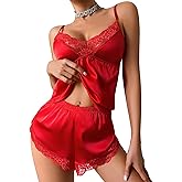 Avidlove Satin Pajamas Set Womens Lace Sleepwear Sexy Lingerie Cami Shorts Set S-XXL