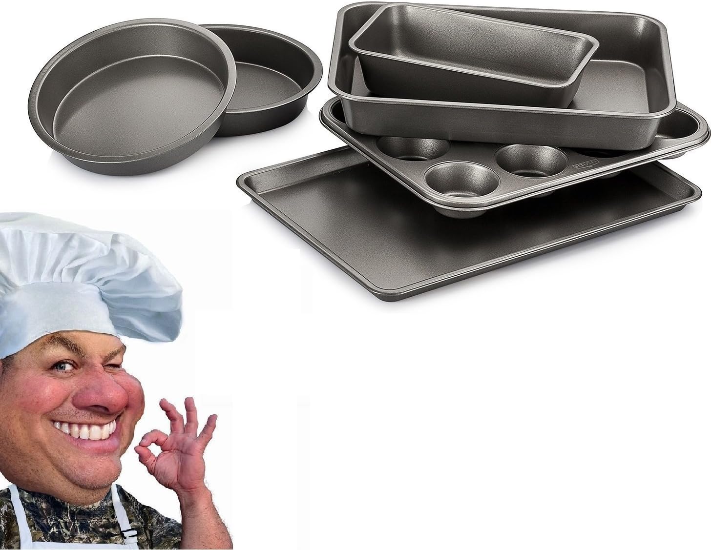 Luvide Nonstick Steel Bakeware Set 6-Pieces Grey Color,Thick,Strong and Long Lasting!