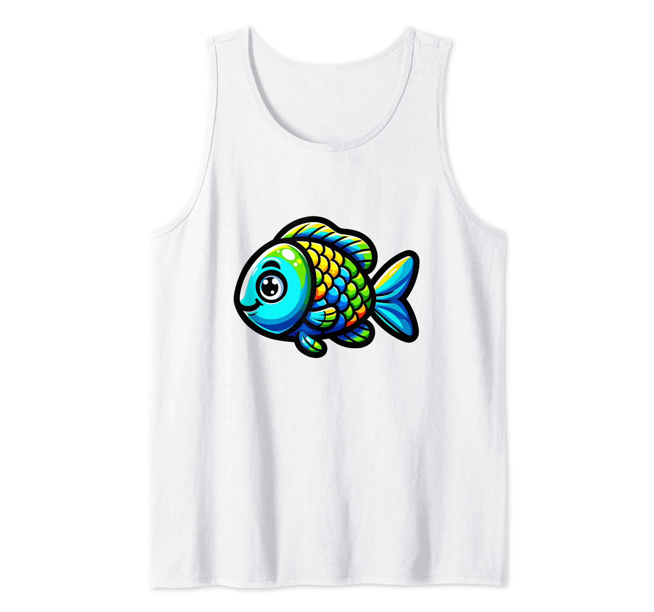 Photo 1 of ** GRAY, XL**
Cute Colorful Cartoon Fish with Blue Scales Tank Top