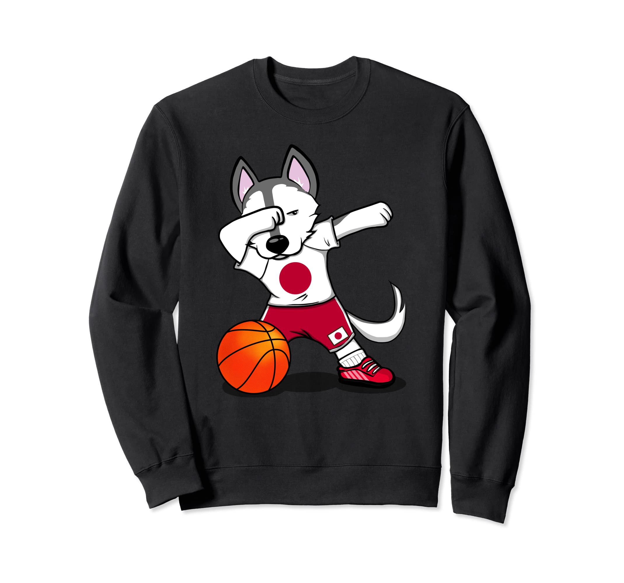 Dabbing Husky Japan Basketball Fans Jersey - Japanese Flag Sweatshirt