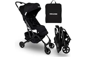 Colugo Compact Stroller+ Lightweight Foldable Travel Stroller for Airplane, Baby Toddlers & Infants with New One-Hand Fold, Reclining Seat, Rain Cover, Carry Backpack & Cup Holder (Black)