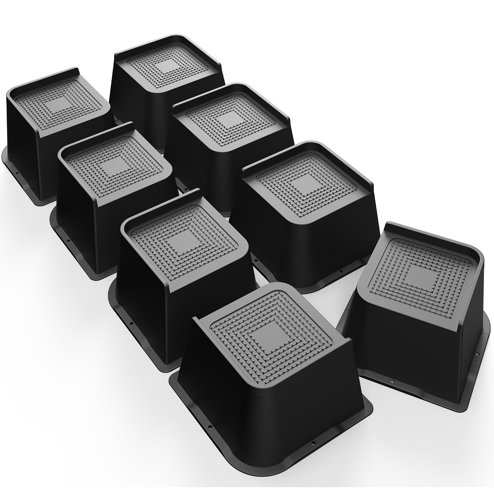 MYMULIKE Bed Risers 3 Inch,Heavy Duty Furniture Risers, Up to 6000 Lbs L shaped Design Bed lifts Blocks for Couch Desk Sofa Table bookshelf（Black,8 Pack）