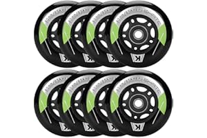 Kutrick 8 Pack Inline Skate Wheels 64mm, 70mm, 72mm, 76mm, 80mm - ABEC9 Bearing - 85A Durometer PU - Compatible with Rollerblade, Roller Derby, K2 Skate