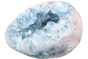 dssmboom Natural Rough Blue Celestite Crystal Mineral Specimen for Crystal Collection, Irregular Geode Celestine Raw Stone for Home Office Decor & Chakra Balancing, 2.76"-3.54"