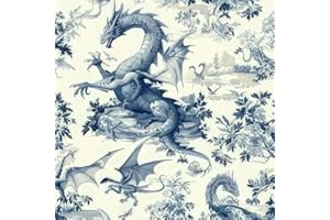 Wild Creature Dragon Light Yellow Blue Tree Peel and Stick Wallpaper Easy Peel Off Contact Paper Vintage Vinyl Self Adhesive 
