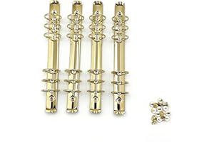 Alaviitsi 4Pcs Gold 6-Ring Binder Mechanism, A6 Hole Puncher Binder Replacement Accessories with Screws for A6 Loose-Leaf Not