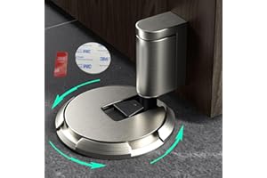 HOOFUS No Magnetic Mechanical Door Stopper,Adjustable Door Holder, for Door Gaps up to 0.75 Inch in Height,Windproof Door Stop,Nail Free or Screws (Brushed Nickel, for Within 3/4 Inch High Door Gaps)
