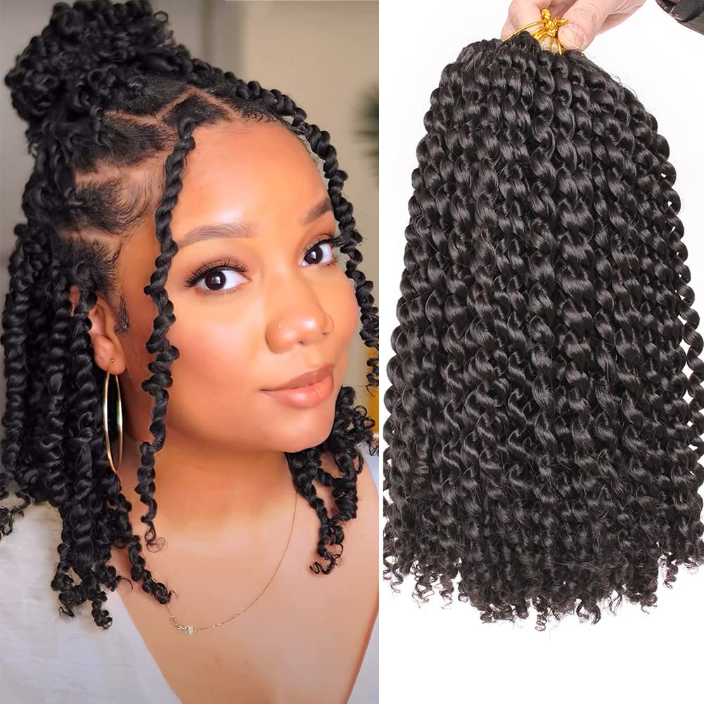 Xtrend 7 Packs Passion Twist Hair 12 Inch Water Wave Synthetic Braids for Butterfly Locs Crochet Braiding Hair for Goddess Locs Short Bohemian Locs Hair 18Strands/Pack 4#