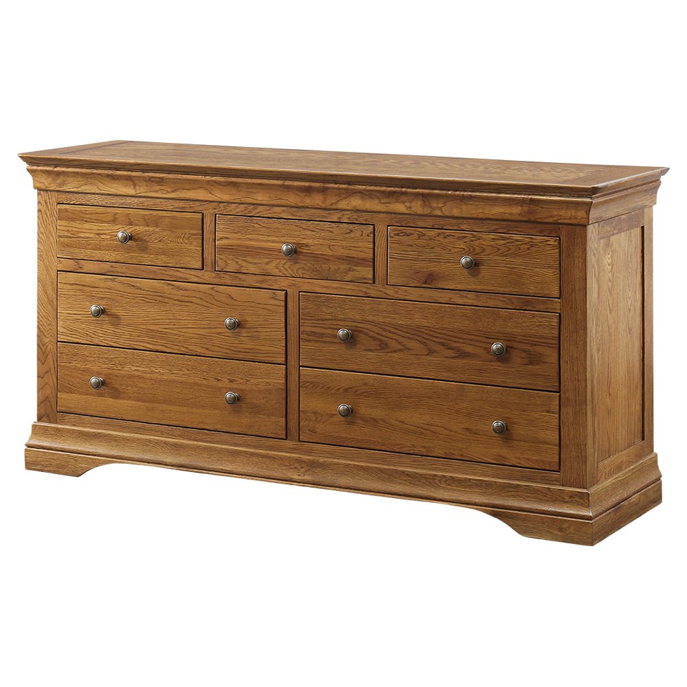 The Furniture Market French Louis Oak Wide 7 Drawer Chest Amazon