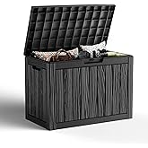 GGYI 45 GallonOutdoor Storage Box,Resin Deck Boxes Waterproof, IndoorOutdoor Bin for Package Delivery, Patio Cushions, Gardening Tools, Lockable, UV Resistant