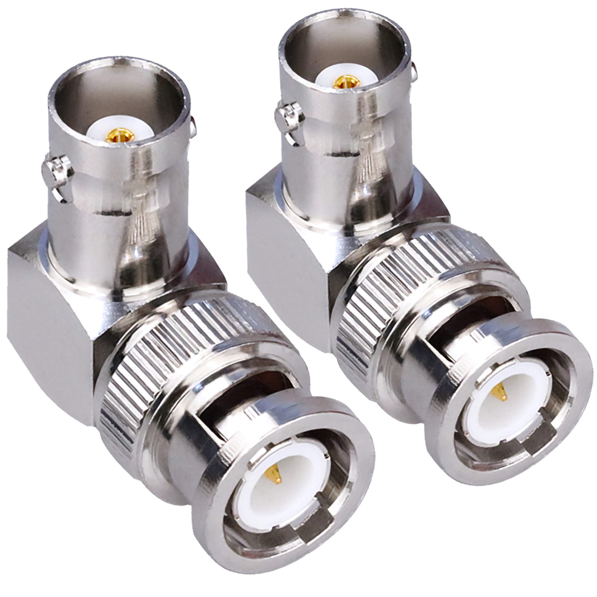 TUOLNK 2pcs BNC Male to Female Elbow Adapter 90 Degree RF Coax Adapter for Security Cameras/Extension Cable BNC Connector Right Angle