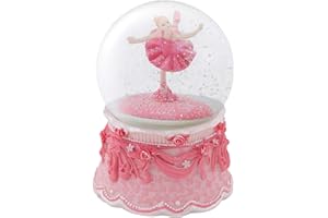 Elanze Designs Ballerina Arabesque Pose Rotating Tabletop Dresser Nightstand Figurine Decoration 100MM Sturdy Glitter Water Wind Up Musical Snow Globe Plays Tune Swan Lake