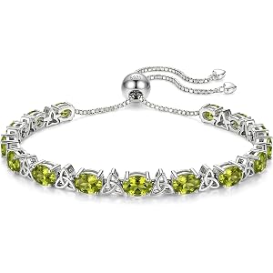 ETERMBOL Birthstone Tennis Bracelet for Women,7.5CT Oval Cut January Garnet | 925 Sterling Silver;6-8 Inches Adjustable;Celti