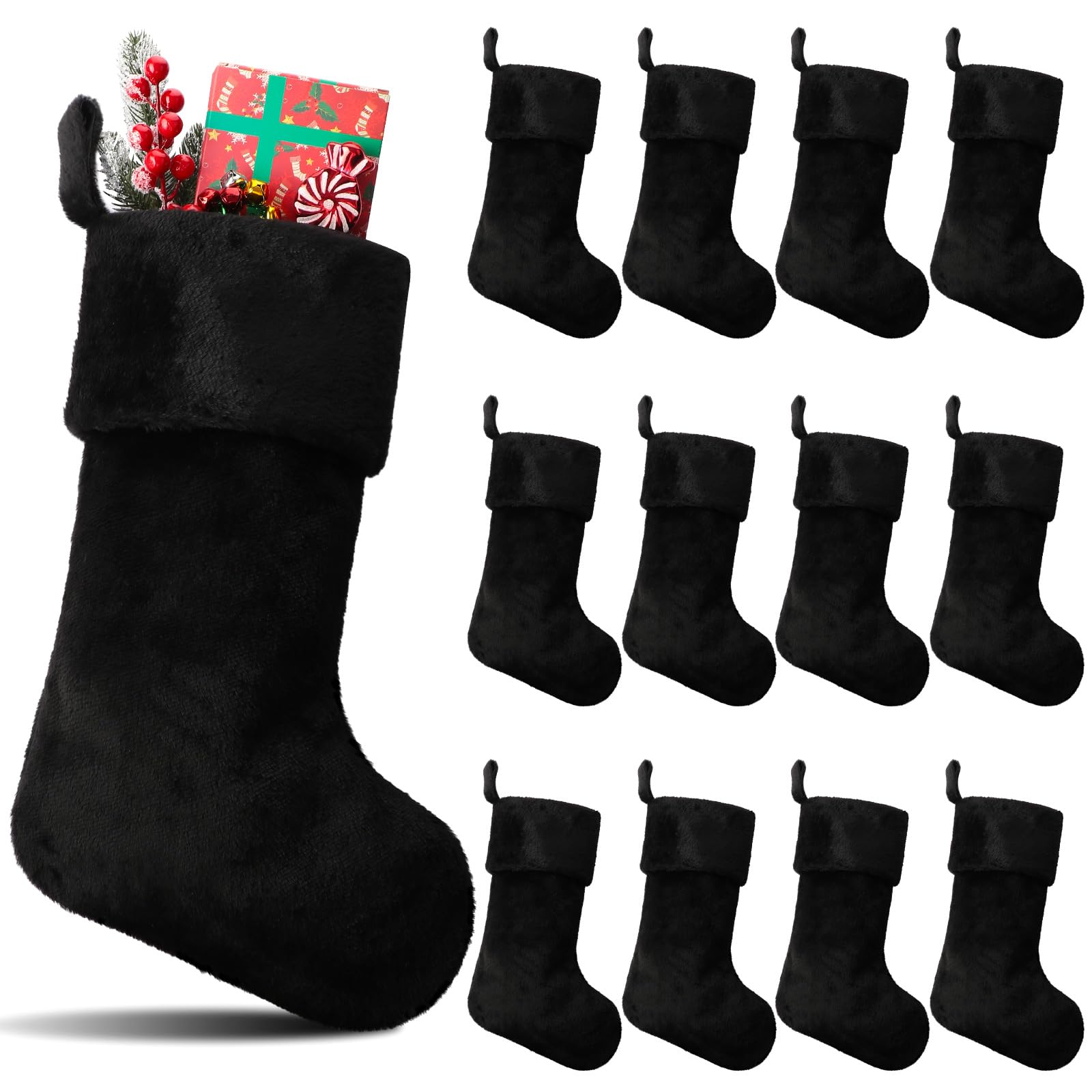 Photo 1 of ***MISSING PARTS***
Hoosige 12 Pcs Christmas Stocking 18'' Bulk Thick Plush Fabric Hanging Christmas Stocking Decorations for Xmas Holiday Family Party Tree Fireplace Classic Ornaments (Black)