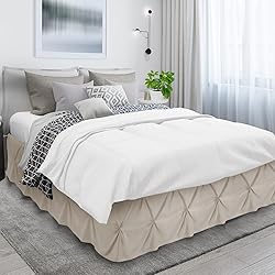 Nestl Linen Bed Skirt Queen Size, Pinch Pleat Queen