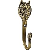 TUTURA LUTSS Wolf Hanger Holders Storage Rack. Handmade Vintage. for Kitchen Living Room Bathroom. Rack Hangers for Hanging Coats Towels Keys Hats Purse Backpacks. Unique Design. Brass