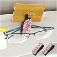 Moly Magnolia Bling Car Glasses Holder, 2PCS Handcrafted Crystal Rhinestones Fashion Car Sunglasses Mount with Card Clip for All Sun Visors, Auto Interior Accessories for Women Girl (Pink/Multicolor)