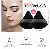 Patelai 2 Pcs Triangle Powder Puff Sponges with Strap Black view 2