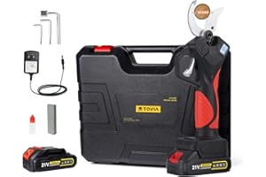 Electric Pruning Shears, T TOVIA Cordless Tree Pruner with 2 Pack 21V Lithium Battery, SK5 Blades, 1.6 Inch Cutting Diameter, Compatible for Makita 18V Battery