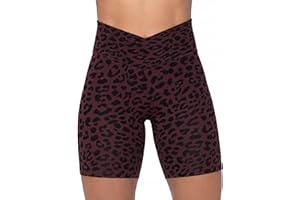 Sunzel Softmax Crossover Biker Shorts for Women, V Criss Cross High Waist Yoga Workout Gym Shorts with Tummy Control