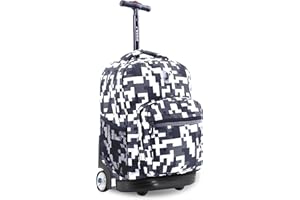 J World New York Sunrise Kids Rolling Backpack for Girls Boys Teen. Roller Bookbag with Wheels, Camo, 18"