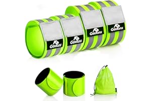 GoxRunx Reflective Bands Running Gear 6 Pack-Adjustable Reflective Armband Arm Wrist Ankle Leg Bands Reflectors -Reflective Tape Straps for Clothing Night Running Cycling Walking -Slap Bracelets