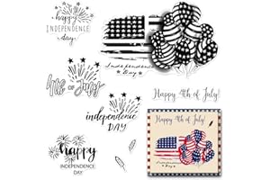 LANGFON 4th of July Patriotic Clear Stamps Memorial Day Clear Stamp for Card Making Patriotic Independence Day Stamps Words Transparent Silicone Stamp for DIY Scrapbooking Paper Card Album Decoration Craft