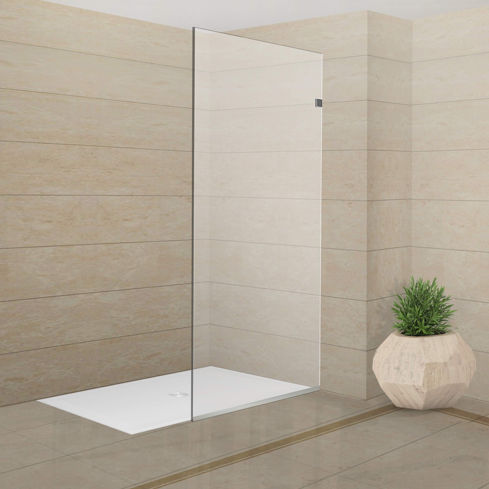 Fab Glass and Mirror MSD1-30-76CH Milan Stationary Panel Shower Screen Clear, Chrome Finish, 30 Inch Length, 76 Inch Height, Glass