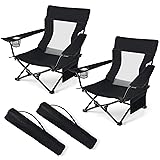 HaSteeL Folding Beach Chair Set of 2, Foldable