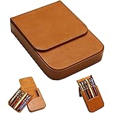 MIVLXLX Leather 6 Fountain Pen/Pencil Tray Case, Handmade, Magnetic Closure with Drawer Design, Gift Choice for Man/Woman/Office, 6 Slots（brown）