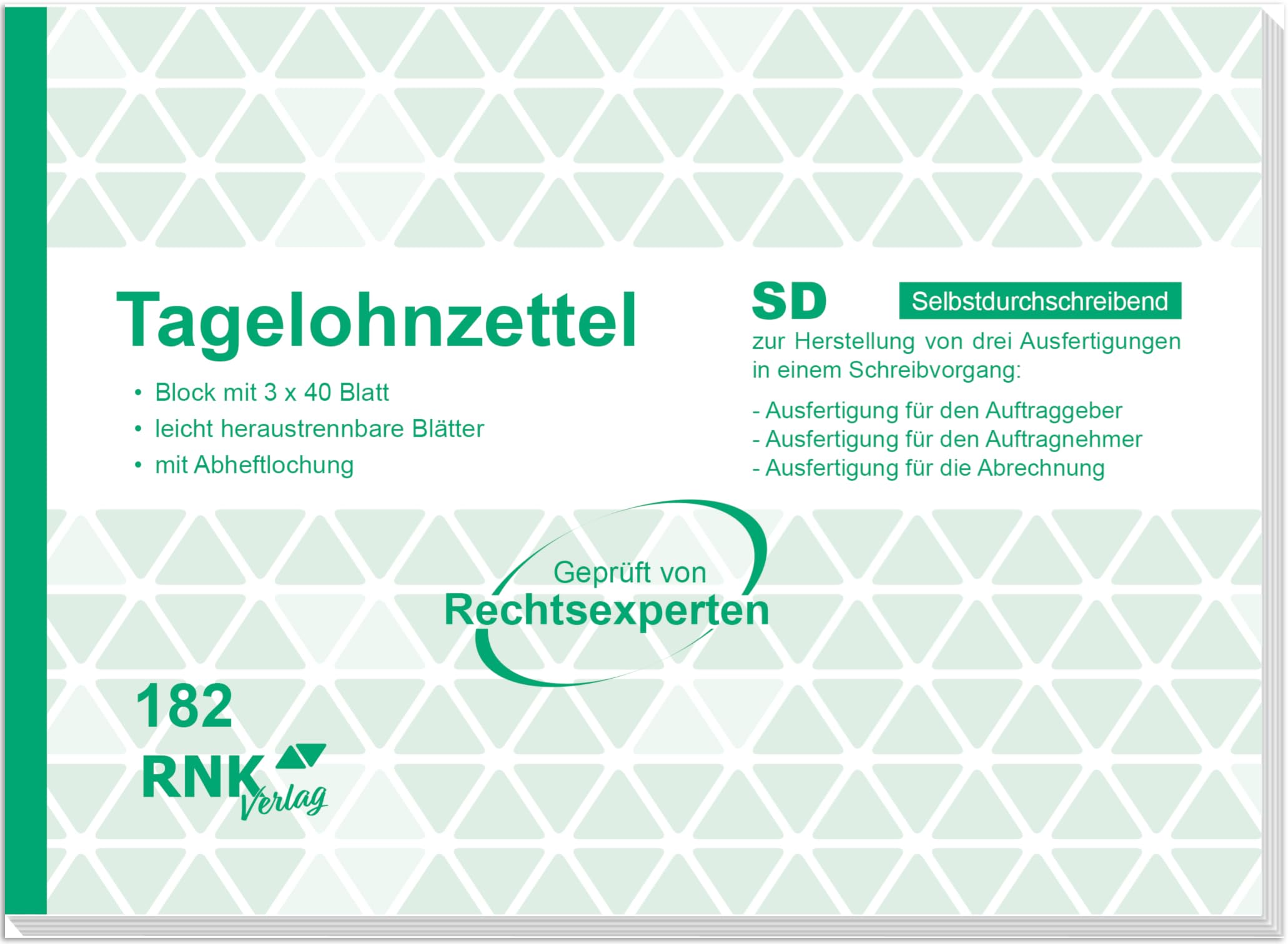 3 x A5 Tagelohnzettel 40 bl. sd