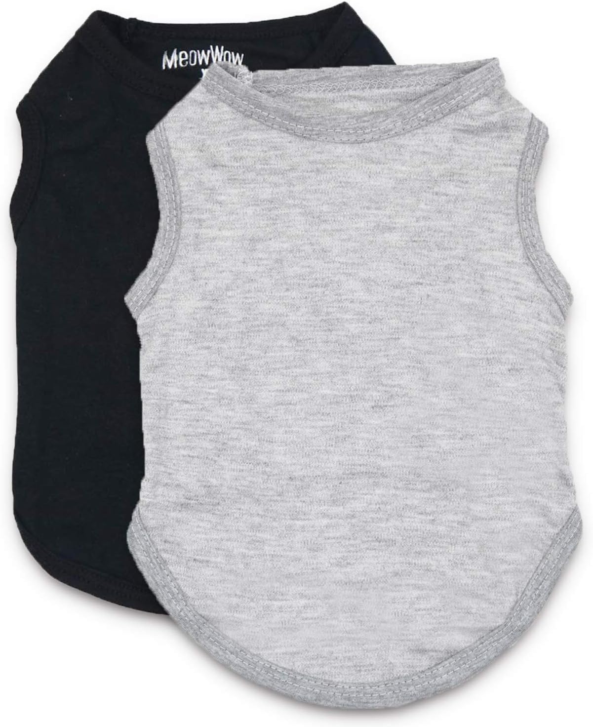 MeowWow Small Dog Clothes Cotton Dog Shirts Pet Plain T Shirt for Small Dogs, Pack of 2