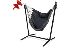 TOREVSIOR Hammock Chair with Stand,Heavy-Duty Hanging Chair with Stand, for Indoor Outdoor,Sturdy Swing Chair with Stand Max Load 350 pounds…… (X-Large)