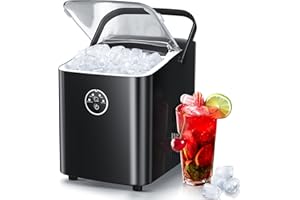 ZAFRO Ice Maker Countertop 2 Sizes Ice Machine, 8 Bullet Ice 9 Mins, 26.5lbs/24H, Portable Ice Maker with Self-Cleaning,Handl