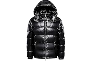 AQAYL Glossy Puffer Jacket Men Quilted Insulated Jacket Zip up Padded Coat Warm Down Jacket Casual Winter Jacket Outwear